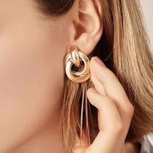 🎉 New Double Knot Gold Plated Stud Earrings
